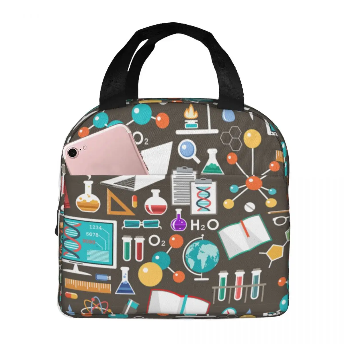 

Lunch Bag for Women Kids Science Chemistry Thermal Cooler Portable Picnic School Canvas Lunch Box Handbags
