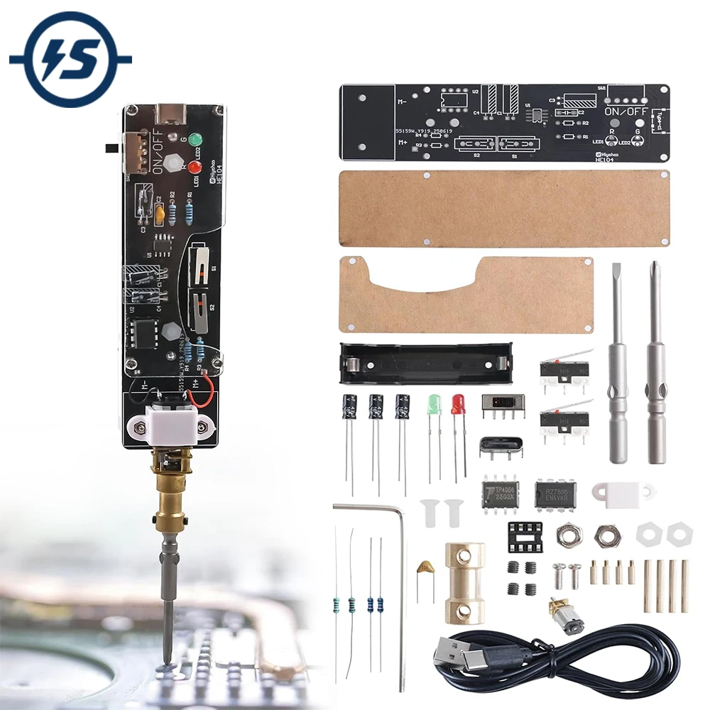 DIY Handheld wiederaufladbarer Elektroschrauber Lötübungsset mit 2 Bits DIY Reparaturwerkzeug Elektronikkit STEM Project