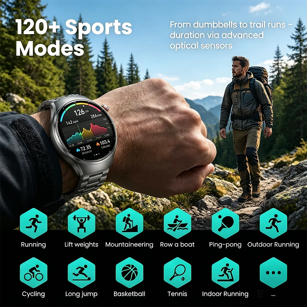 2026 New Military Smart Watch 1000Mah Battery Fitness Tracking 10ATM Waterproof Tactics Sport Flashlight call Bracelet For Men 5