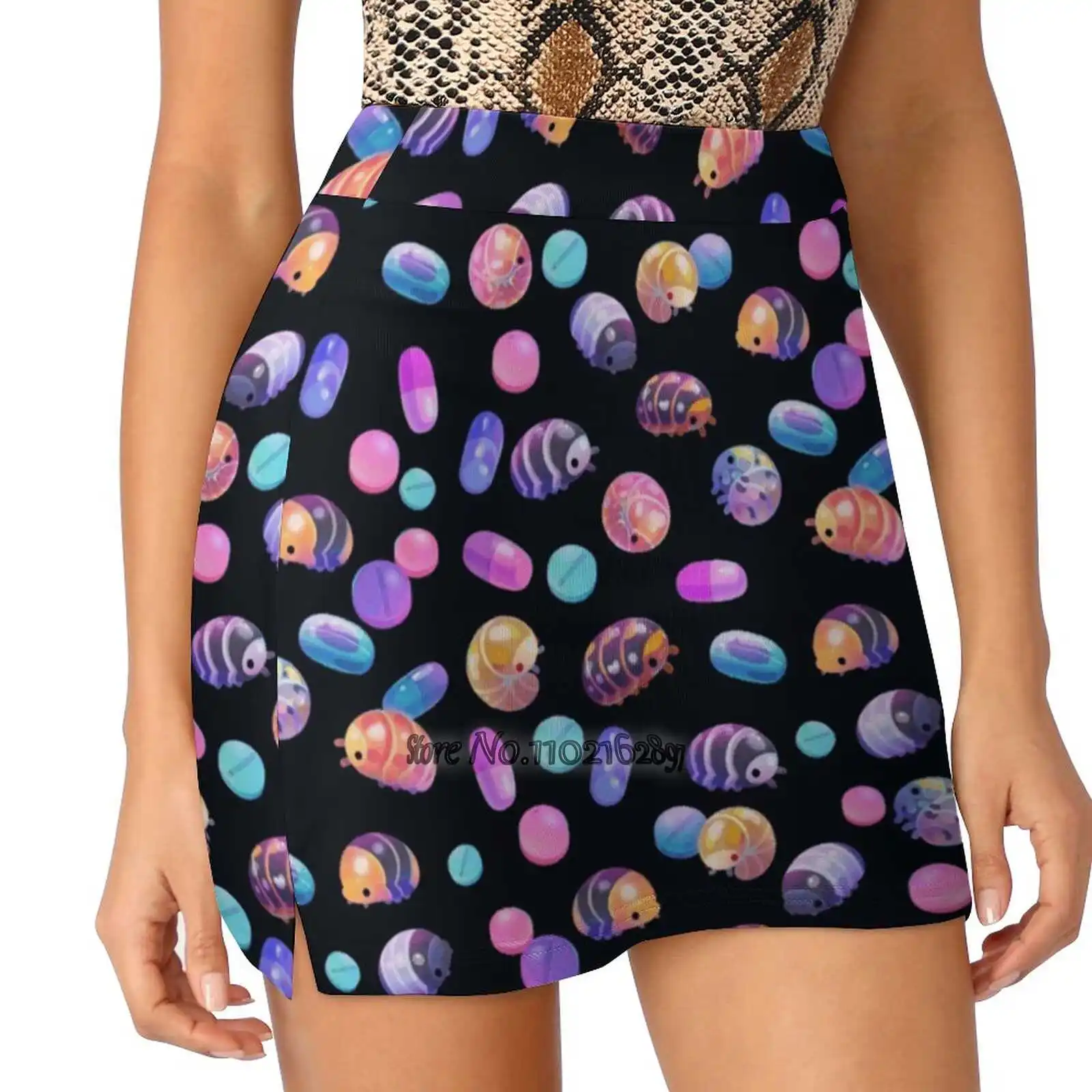 

Pill Bugs - Dark Women Sports Lining Skirt Tennis Dance Fitness Short Printed Skirts Entomology Entomologist Medicine Chemist