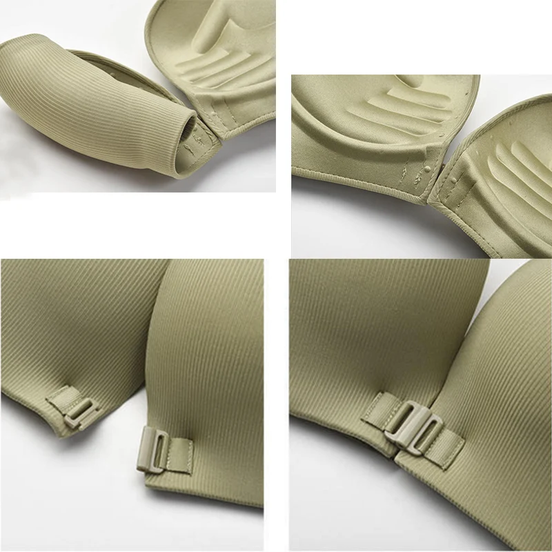 Soutiens-gorge sans fil à fermeture avant pour femmes, soutien-gorge sans bretelles, push-up, lingerie sexy sans couture, bralette invisible, douce