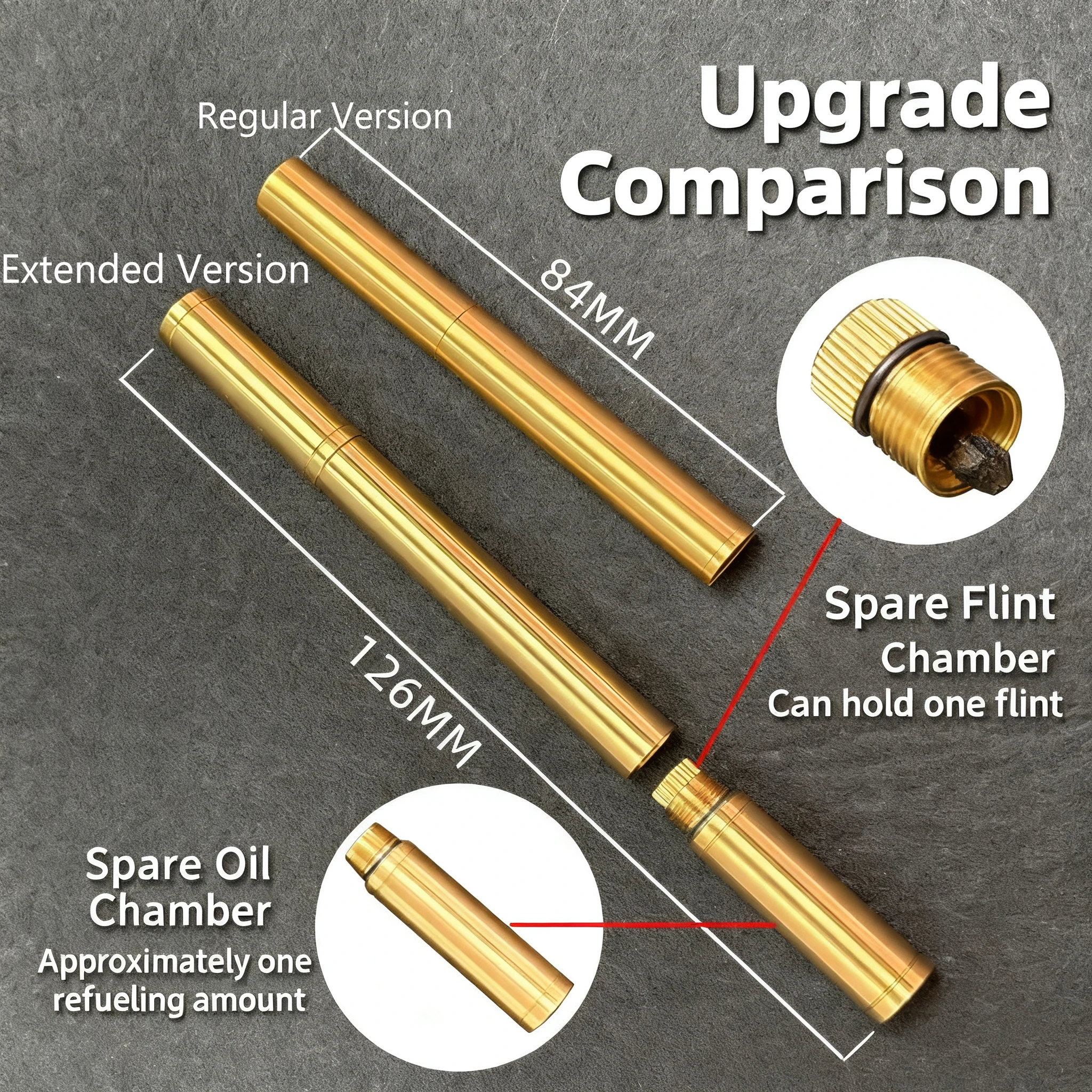 レトロな真鍮製ガソリンライター、円筒形ミニ薄型ヌンチャクオイル
