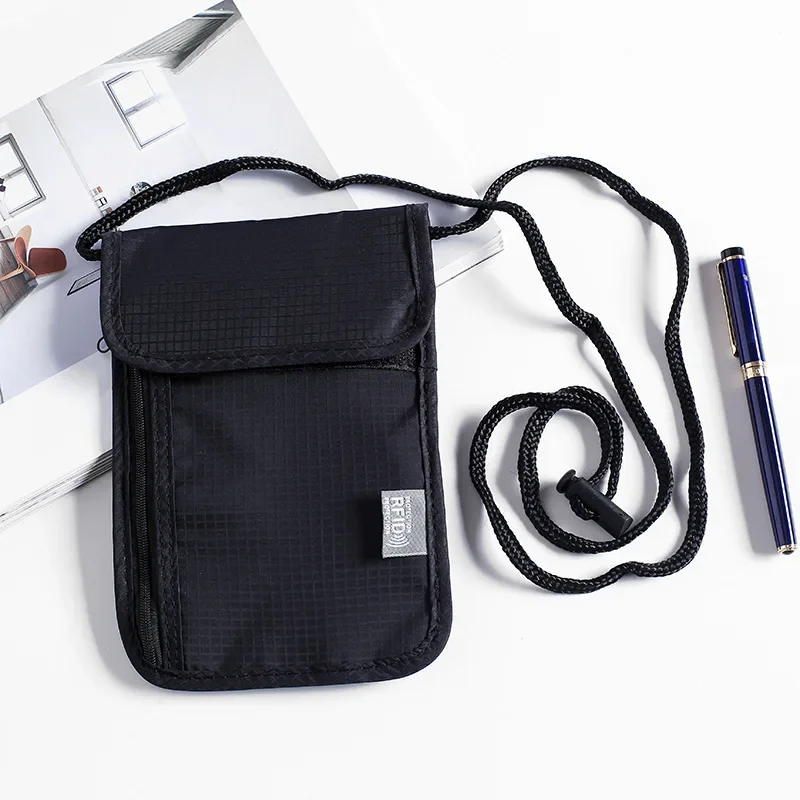 Anti RFID Men Card Wallet Purse Passport Storage Bag Male Chest Bag Waterproof Men Outdoor Nylon Crossbody Hanging mens messenger bag