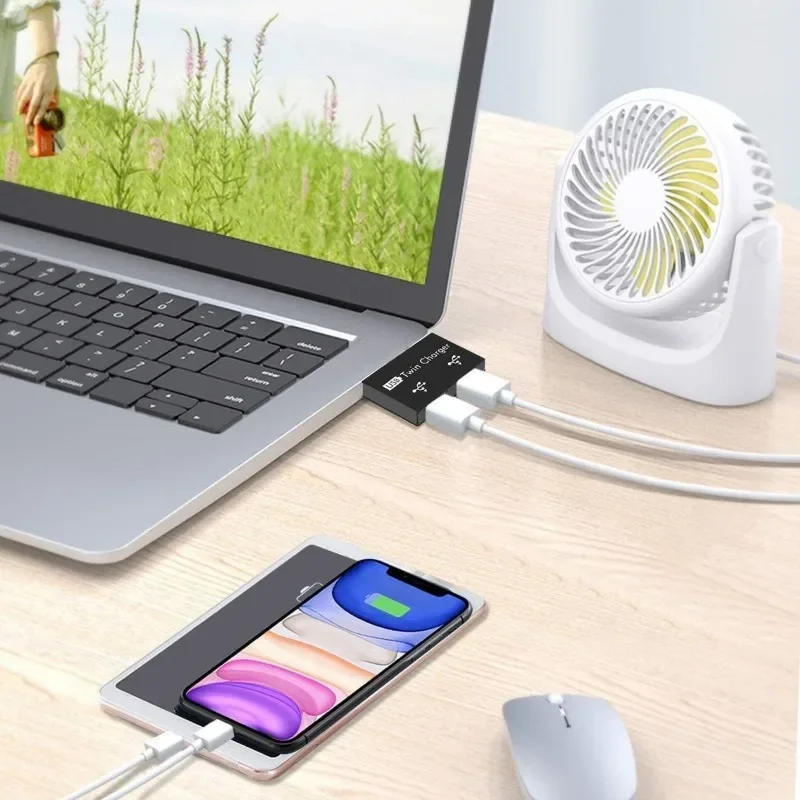 USB Splitter Hub Adapter with Dual Female Ports