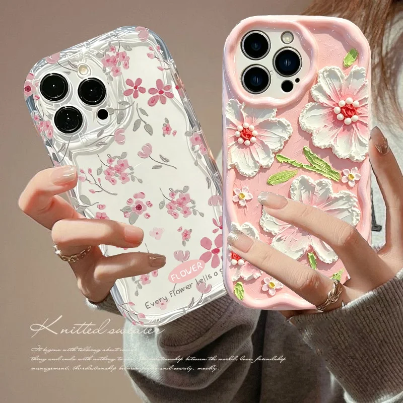 Oil Painting Pink Flower Phone Case Cover