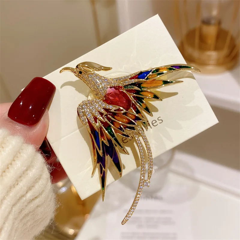 PHOENIXBROOCHPinBirdClearPinkRhinestoneEnamelCostumeJewelry.jpg
