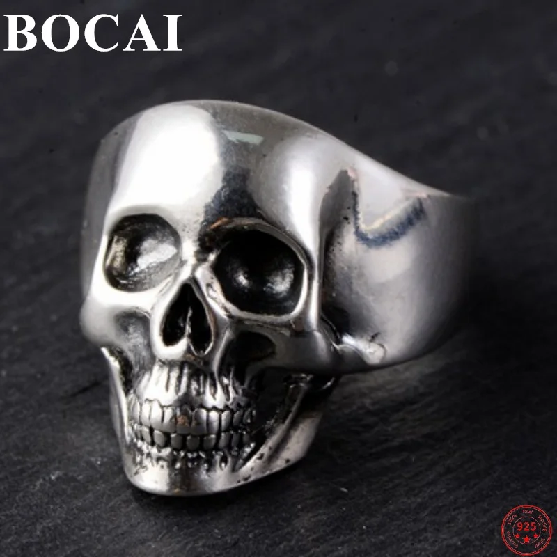 

BOCAI S925 Sterling Silver Rings for Men 2023 New Fashion Domineering Trend Rock Skull-ornaments Pure Argentum Punk Jewelry