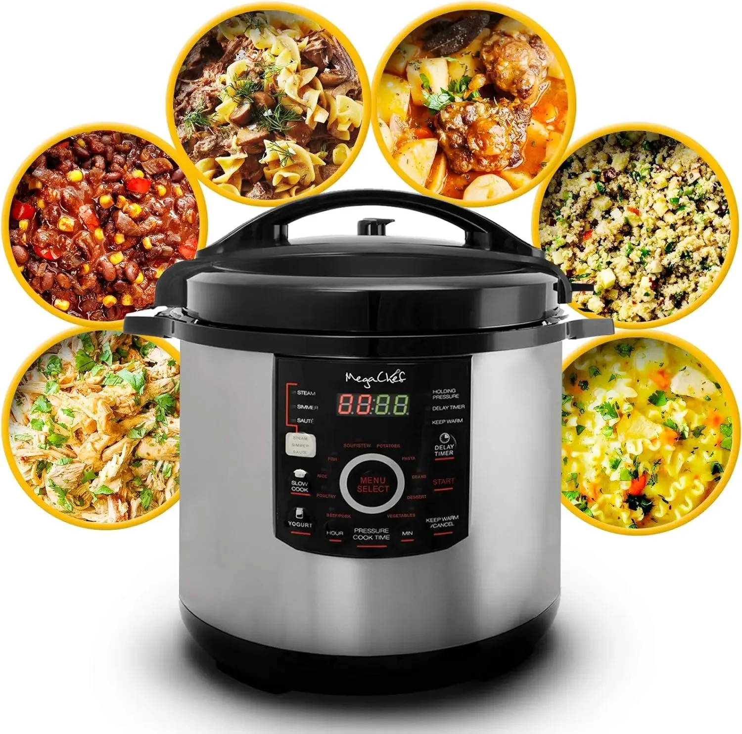 12 Quart Digital Pressure Cooker with 15 Preset Options and Glass Lid, Silver 6