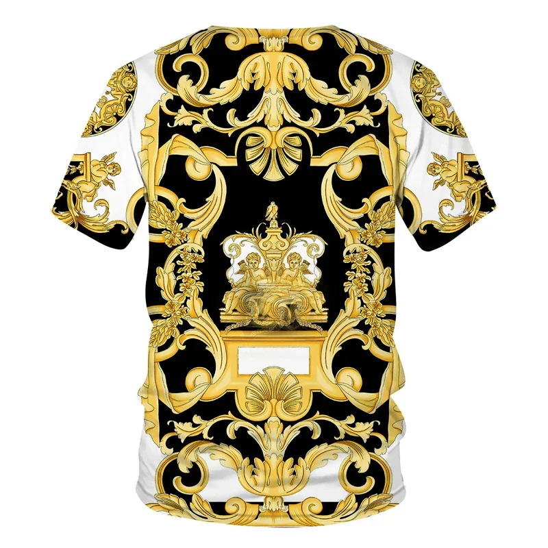Luxus Barock Stil 3D Druck männer T-shirts Mode Rundhals Kurzarm Lose Tops Tees Übergroßen Männer Kleidung 6XL 2023 neue – Detail 12