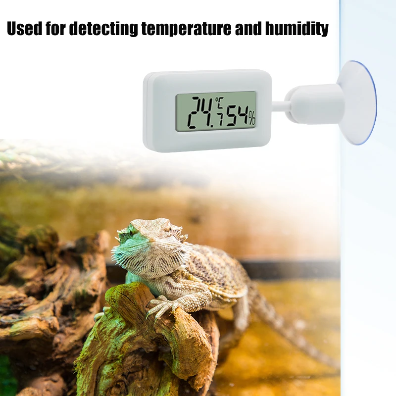 Reptile Thermometer Hygrometer Digital Temperature Humidity Meter Suction Cup for Terrarium Reptile Accessories