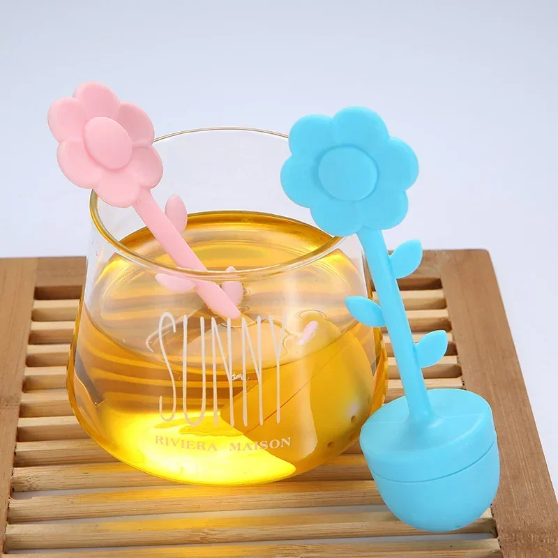 Sunflower Silicone Tea Infuser Strainer Fine Mesh Food Grade Tea Leak Filter Maker Flower Pot Design Multi Color Teaware