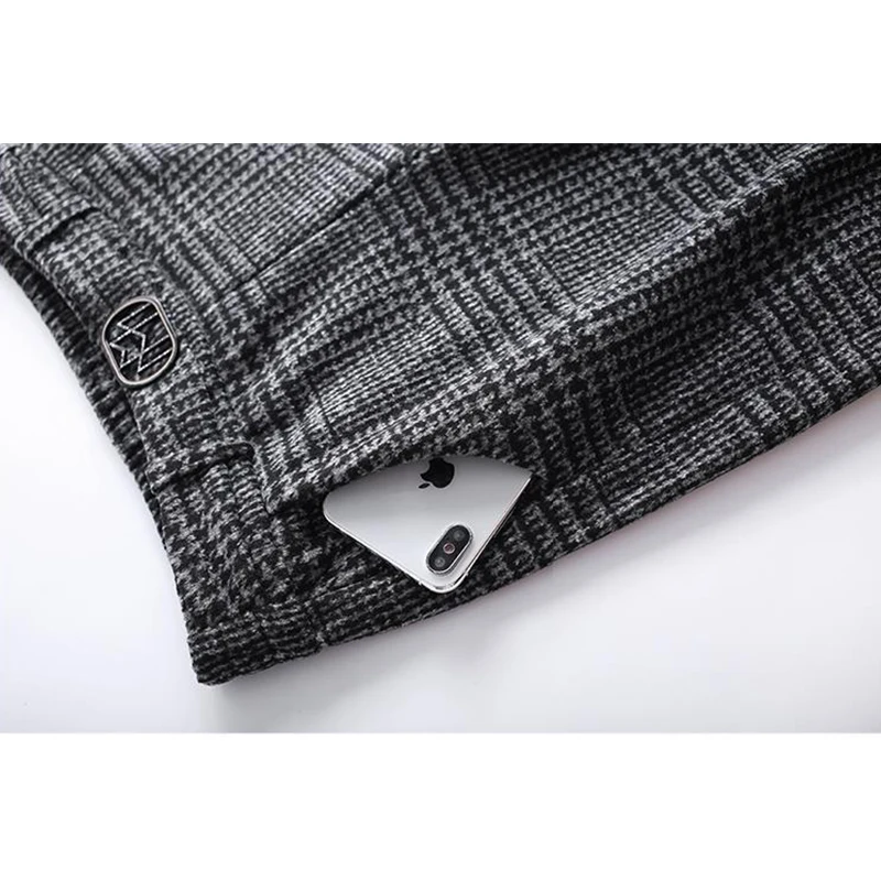 Pantaloni di lana da donna autunno inverno nuova tasca scozzese moda coreana addensare pantaloni a vita alta dritti a gamba larga alla caviglia 5