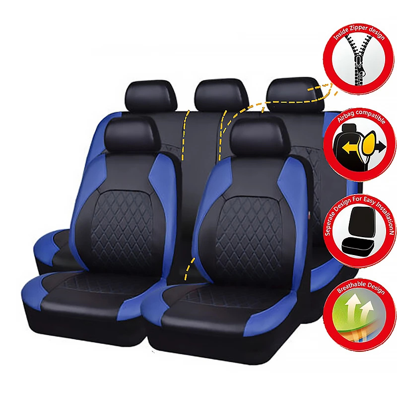 Pu Leather Car Seat Cover Set Universal Fit For Most Cars Auto Chair