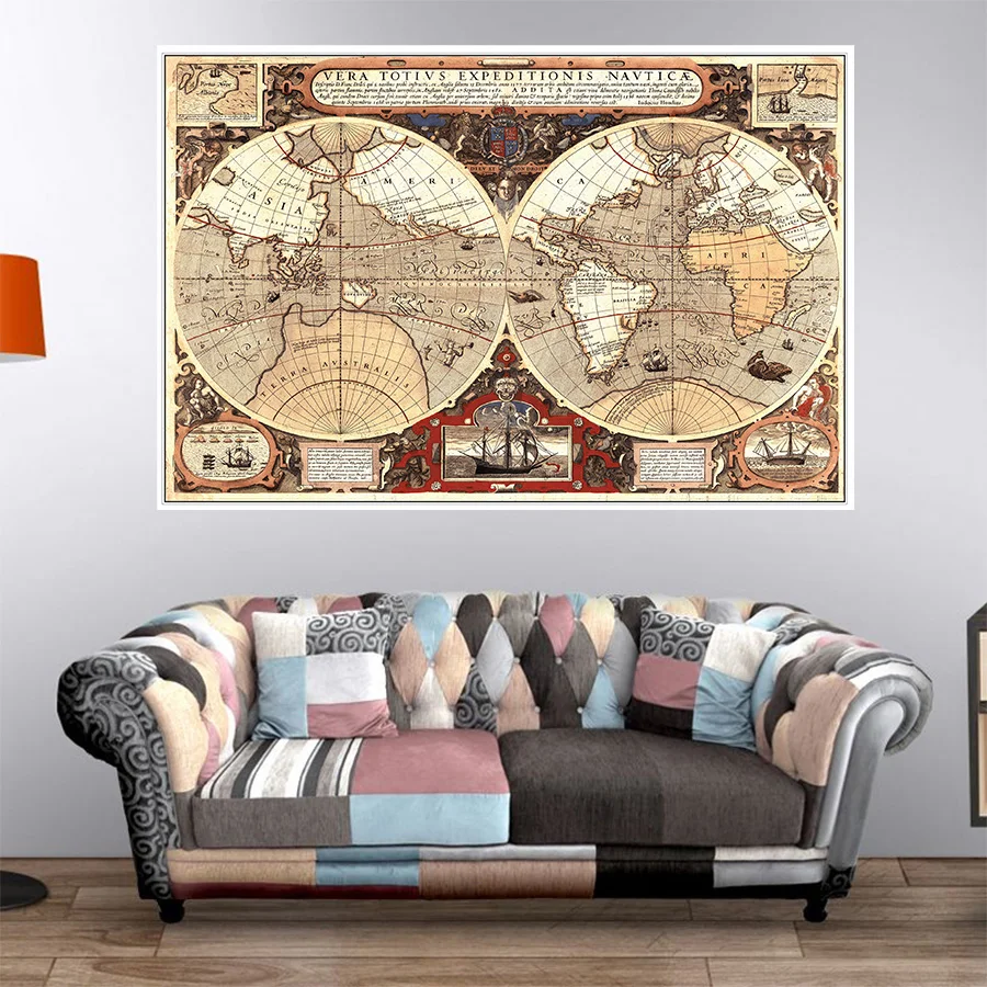 150x100cm Vintage World Map Large Poster Globe Non-woven Canvas Painting Wall Sticker Card for Home Wall Painting Decoration world map poster