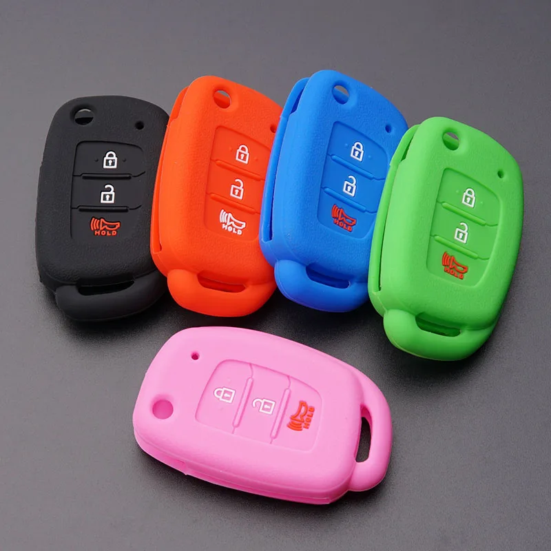 Silicone Car Key Case For Hyundai Elantra Tucson I40 I20 I10 Ix35 Ix45  Creta Santa Fe H-1 Cover Keyless Remote Fob 3 Button - Key Rings -  AliExpress