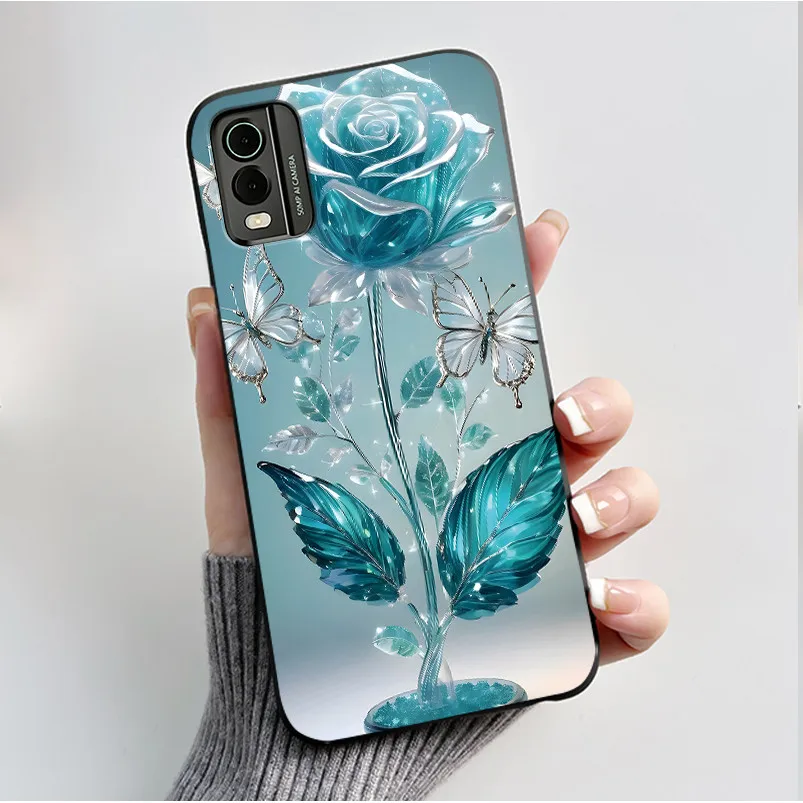 Black Soft Silicone TPU Luxury Fashion Flower Butterfly Phone Case