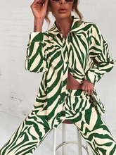  Loose Stripe Women Shirt Pants Two Piece Set Elegant Long Sleeve Top And Elastic High Waist Trousers Suit Spring Trouser Suits 