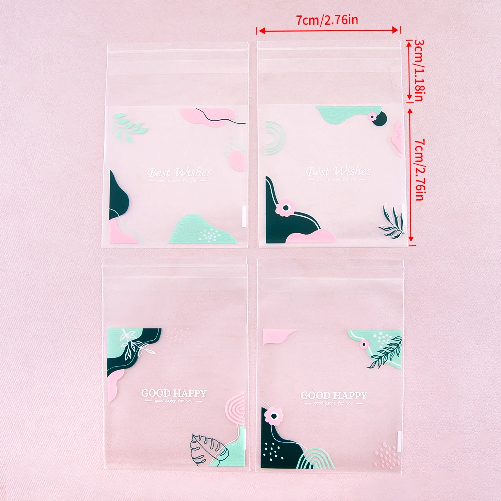 50pcs Small Fresh Morandi Color Opp Self-adhesive Bag Jewelry Universal Display Packaging Bag