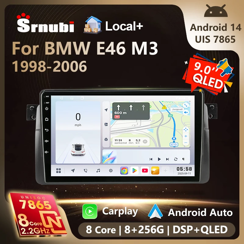 8-Kern UIS 7865 Android 14 Radio für BMW E46 M3 318/320/325/330/335 CarPlay Android Auto 4G Auto-Multimedia-GPS 2din Autoradio