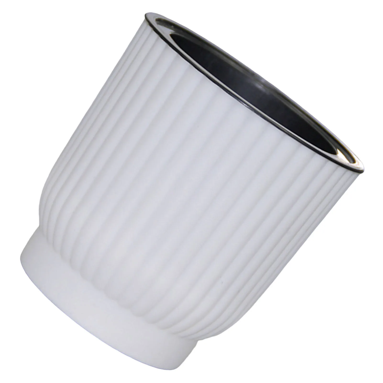 White Round Stylish Water-Saving Desktop Flower Pot - Perfect Gift
