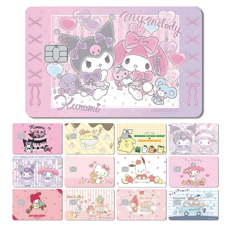 

Cute Pink Pet Cartoon Anime Matte Front Creidt Card Debit Bus Card Skin Film Sticker Cover for Small Big Chip No Chip