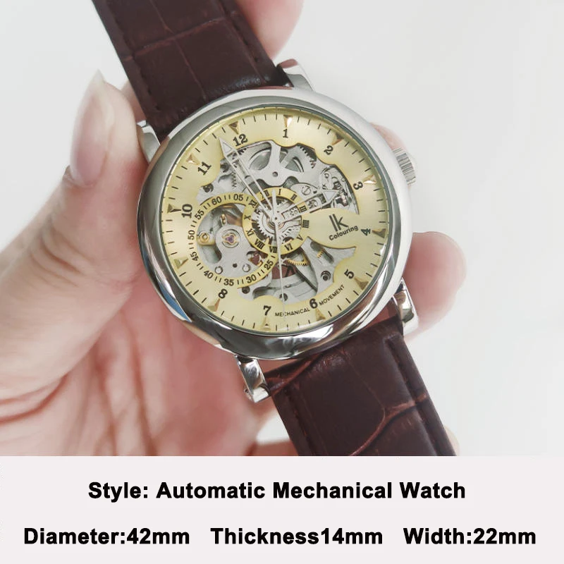 

IK Colouring Mechanical Watches Clock Luxury Watch for Men Waterproof Skeleton Man Wristwatches Fashion Relogios Masculino