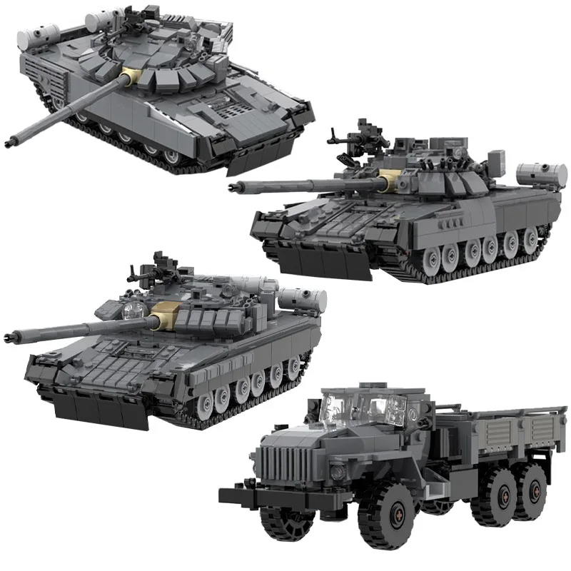 

NEW WW2 Military MOC 1:35 scale Russian T-80 Main Battle Tank Model creative ideas high-tech Child Toy Gift Armored Car Blocks