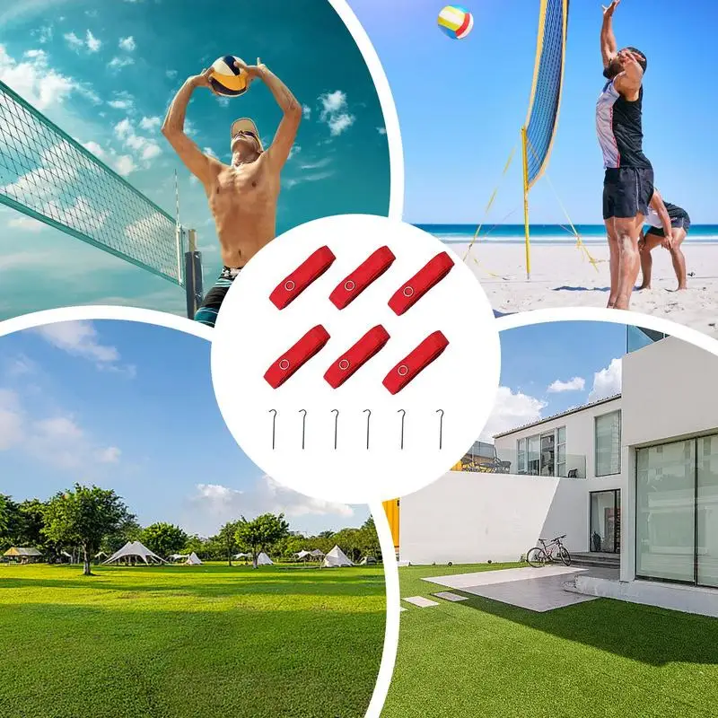 Volleyball Court Cords Volleyball All-Weather Court Boundary Cords Stainless Spikes Included Portable For Beach