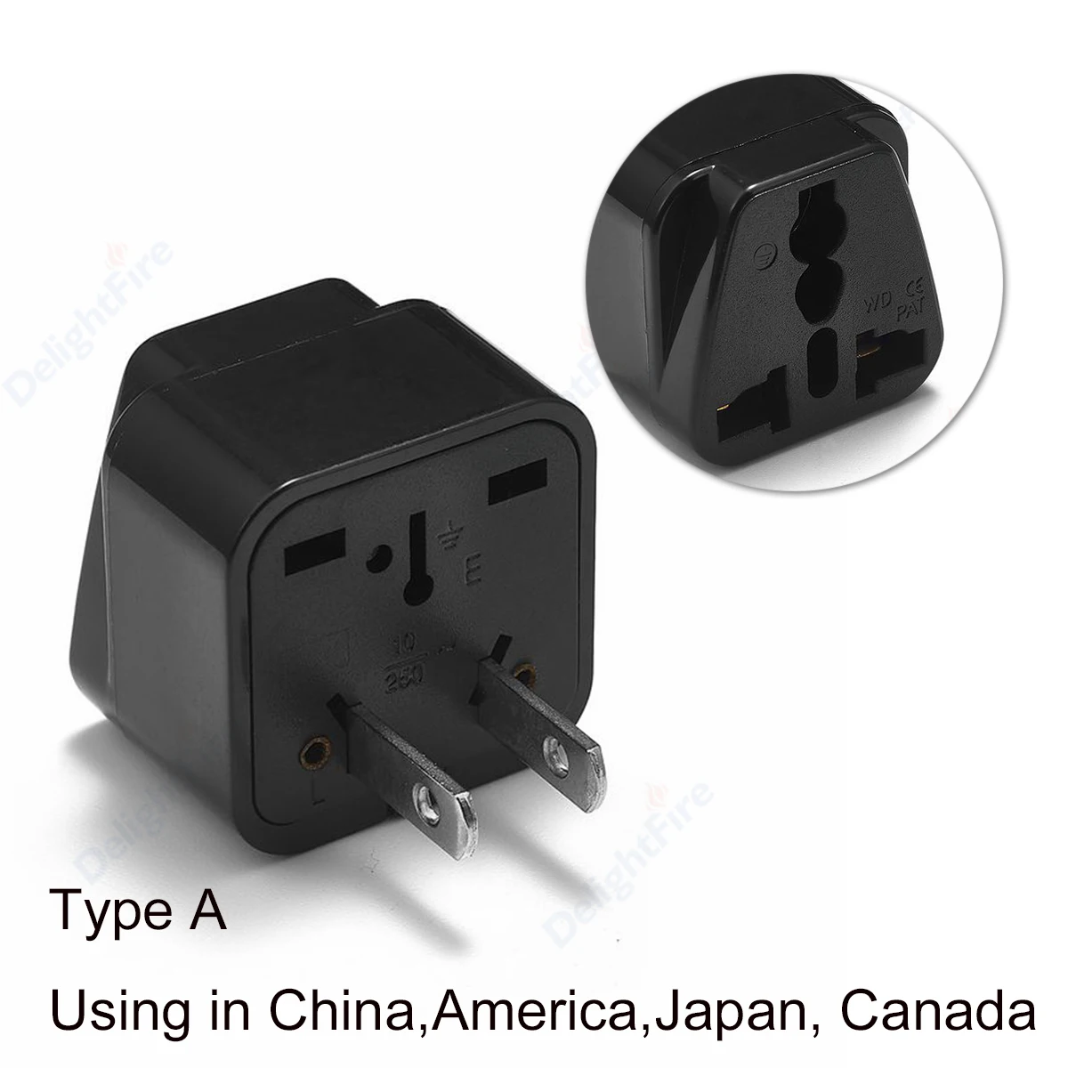 Universal Travel Adapter Plug with Dual AC Ports for EU/UK/AU to US Conversion