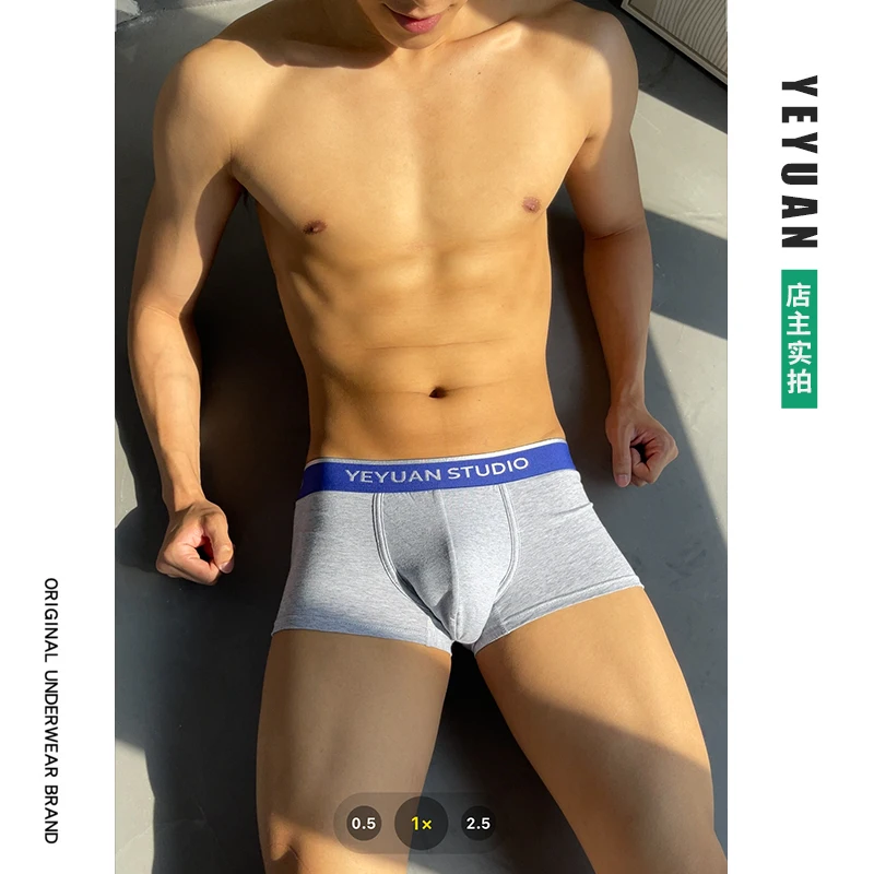 Icool 3Pcs/lot Pure Cotton Men's Sexy Boxer Shorts Underwear Comfortable Breathable Solid Color Thin Trouser White Panties