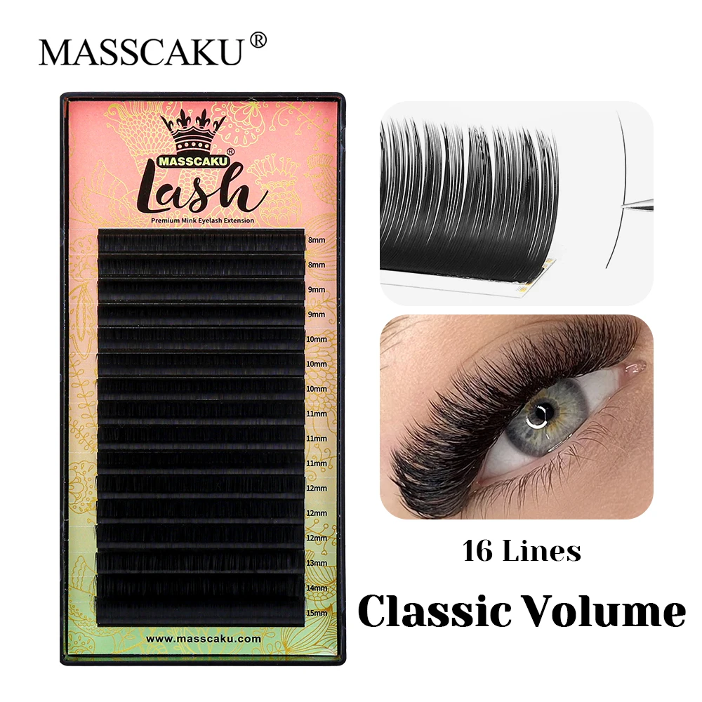 Masscaku C D Curl velvet high quality from luxurious velvet fibers normal classic eyelashes 100% handmade Russian eyelashes multi-...