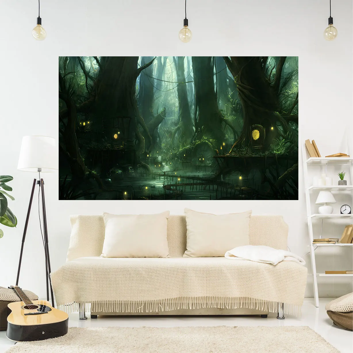 

QdDeco Fantasy Swamp Printed Tapestries Dreamy Magic Forest Yoga Mat Sofa Blanket Aesthetic Home Decorations