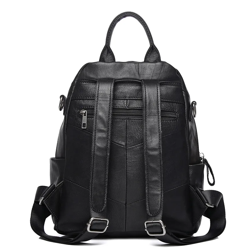 High quality Genuine Cow Leather Women's Backpacks bag Patchwork Leather Backpacks for Girls Shoulder bags Mochilas feminina 5