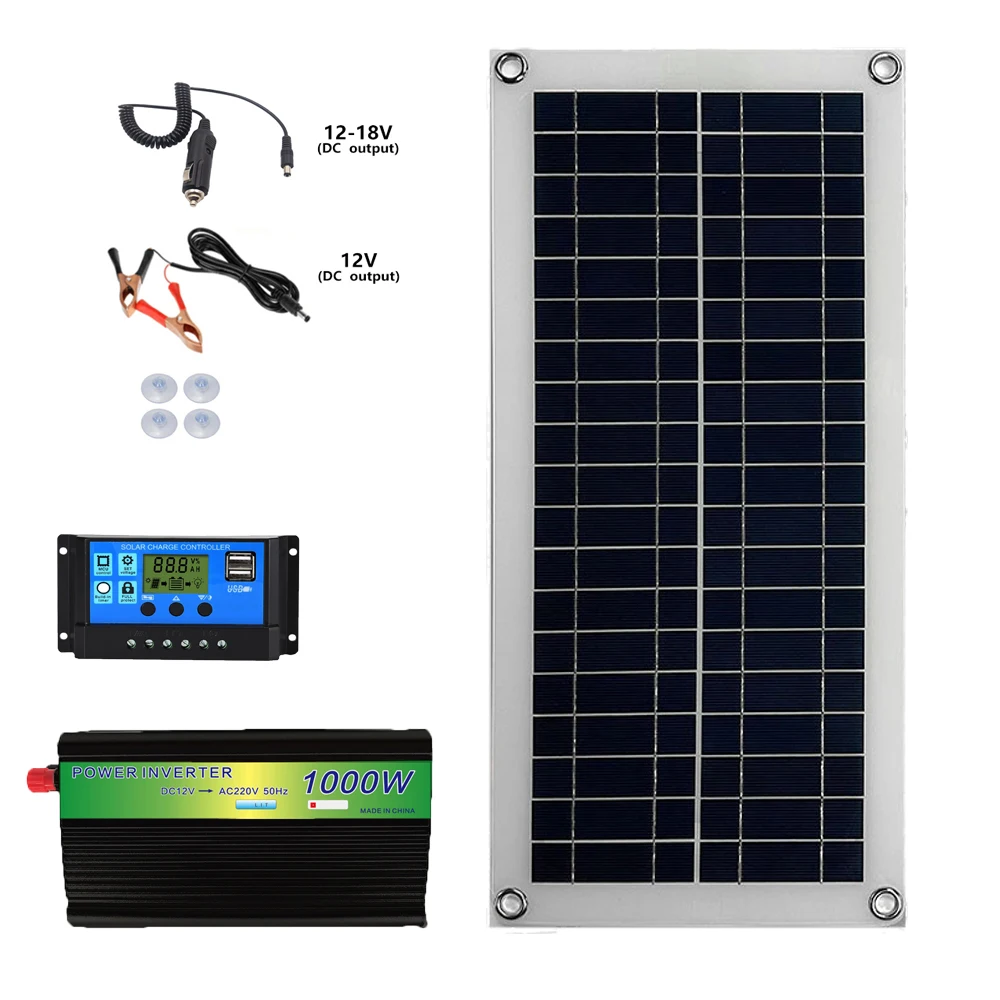 Kit de panneaux solaires 18 W 12 V Panneau solaire 30 A Régulateur de charge solaire avec