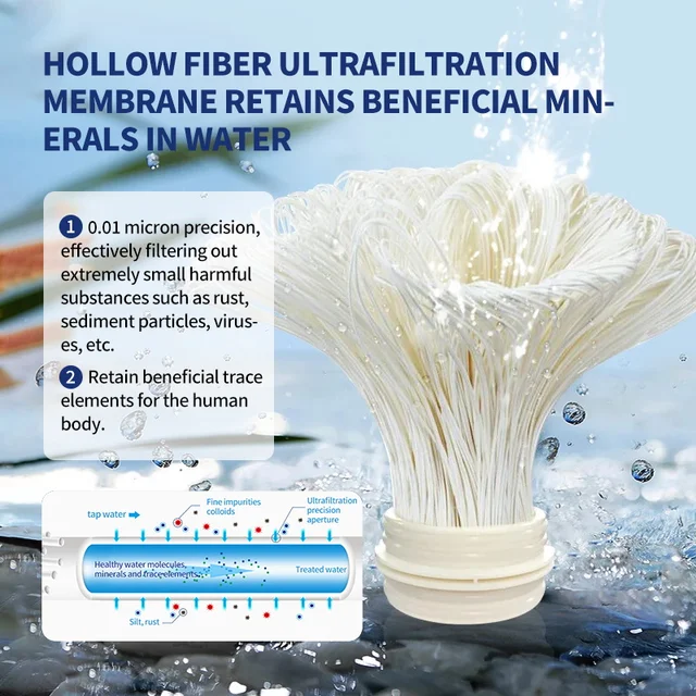 ZILISI High Flow Water Filter System Stainless 0.01μm Ultrafiltration Filter Reusable PVDF Exceed 5 Years Whole House 3000-8000L 4