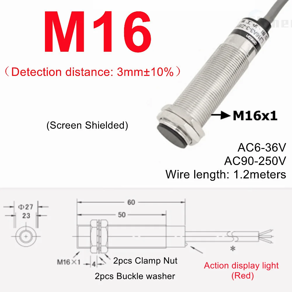 thumbnail image 1 of Sensor de aproximación 4 mm 6 mm M5 M10 14 M16 M20 22 Interruptor de proximidad negro Sensor de proximidad inductivo Interruptor de detección NPN PNP CC CA, 1 of 5