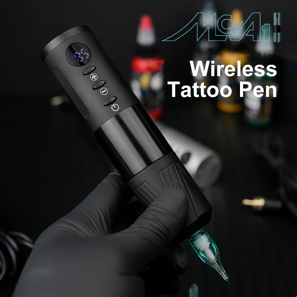 MC-A1 Wirelless Tattoo Pen with Silicone Finger Ring 3.5mm Brushless Motor Lower Voltage Strong Start HYlab Tattoo Supply