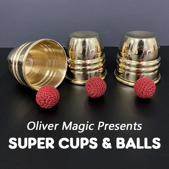 Super Cups and Balls (Brass) by Oliver Magic Gold Cup Magic Tricks Balls Appearing/Disappearing Close Up Illusions Gimmick Toys