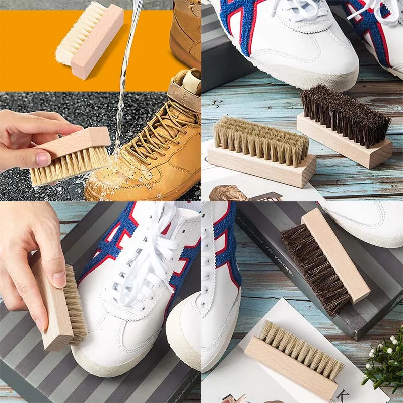 Shoe Cleaning Kit Shoe Cleaner Brush Set Boar Cleaning Brush Plastic Bristles Microfiber Cloth