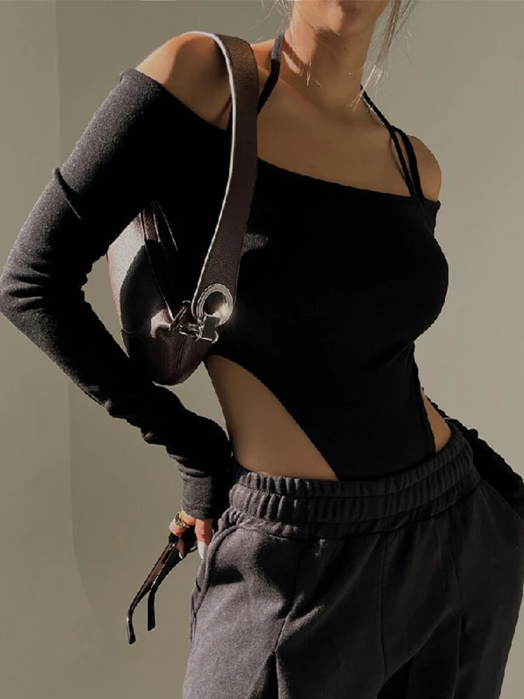 

Long Sleeve Sexy Bodysuit Off Shoulder Bodycon Club Party Body Women Outfit High Waist Top Streetwear Skinny Black Bodysuit