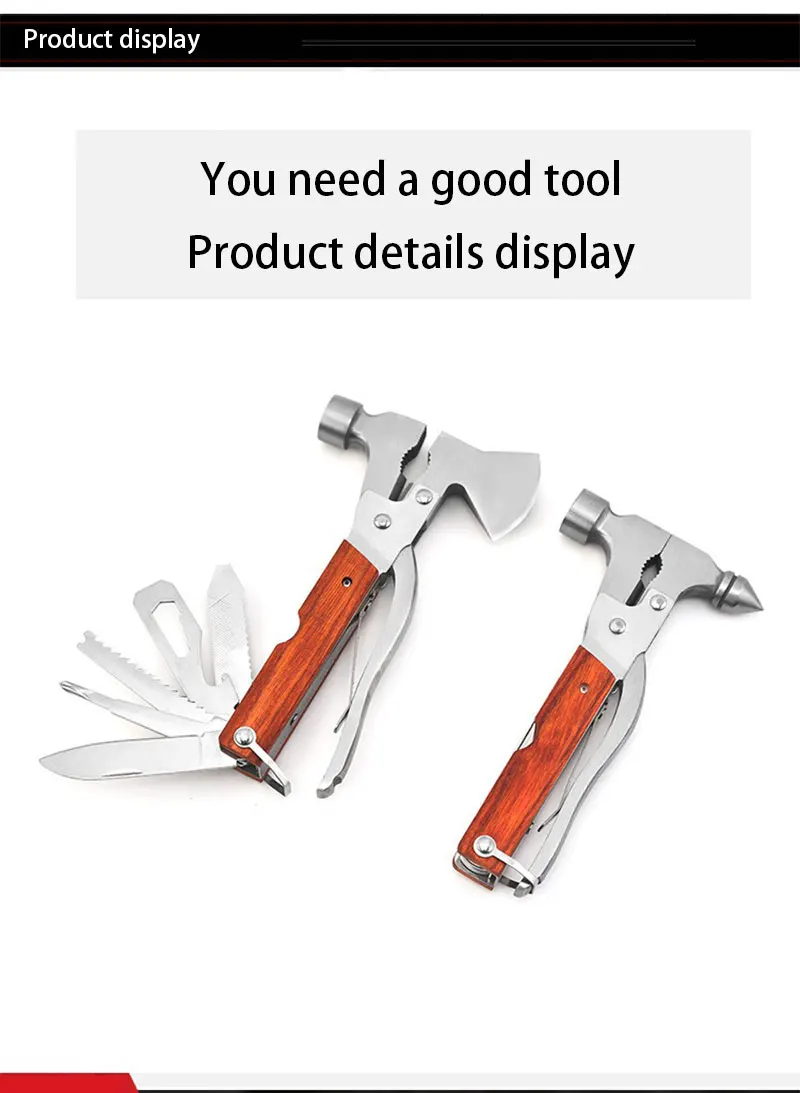 Description Picture 5 of itemMultifunctional Axe Hammer Ram's Horn Hammer Multi Knife Pliers Woodworking Hammer Life-saving Hammer Multi-Tool Hammer