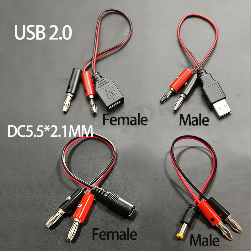 USB2.0 /DC 플러그에서 4mm 바나나 플러그로 전원 테스트 라인 변환 라인..