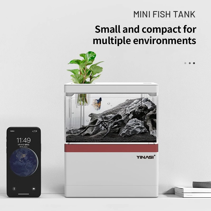 Home Fish Tank Small Desktop Creative Landscape Package Ecological Micro Landscape Free Water Bucket Fish Tank Mini Aquarium