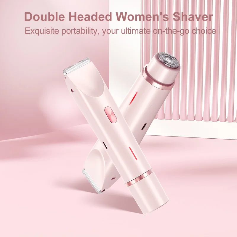 Electric Razors for Women 2in1 Bikini Trimmer Facial Mustache Shavers for Ladies Body Underarms Legs Portable Painless Epilator electric shaver