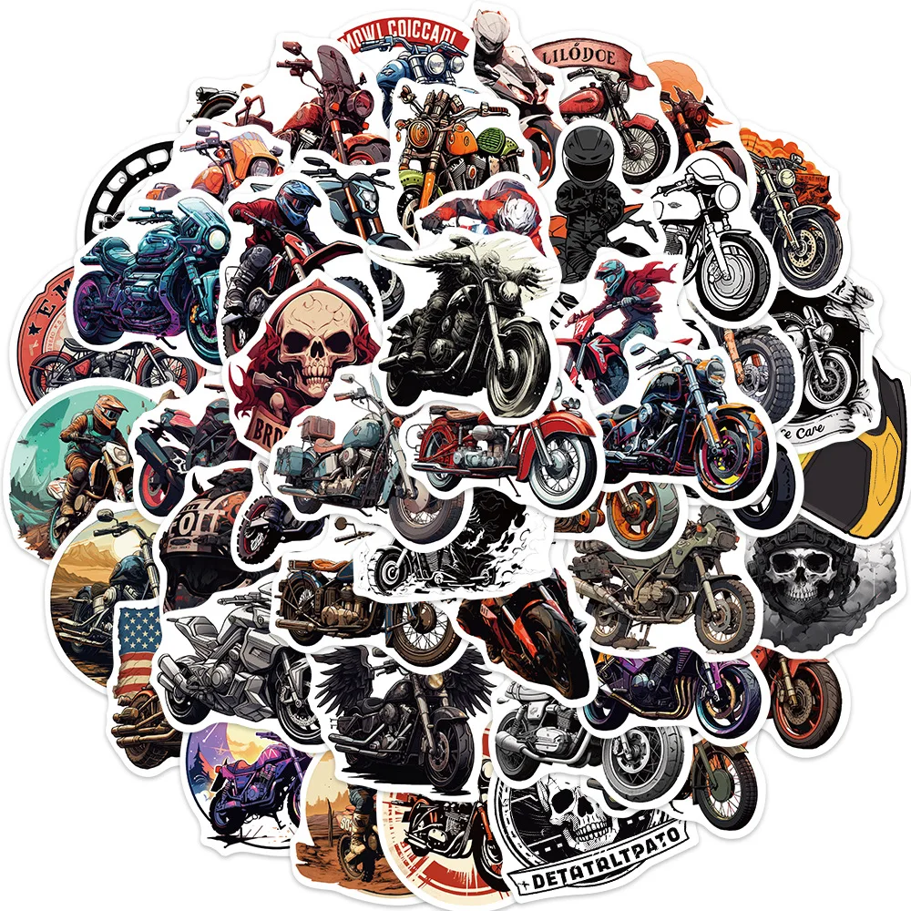 

50Pcs Cartoon Motorcycle Graffiti Stickers Personalized Decoration Guitar Notebook Luggage DIY Waterproof PVC Wholesale Decal