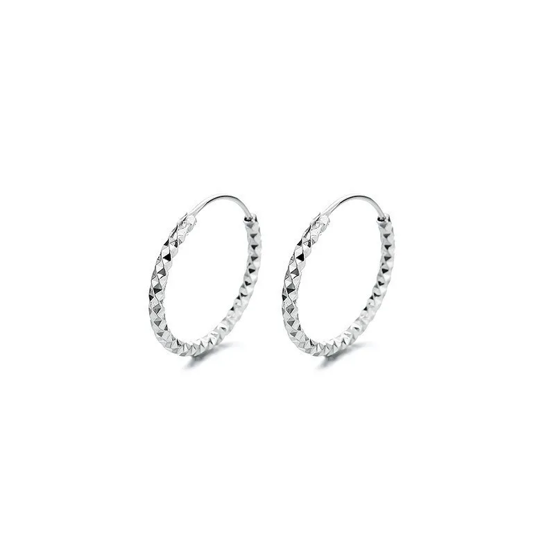 925 Sterling Silver Rhombic Section Glitter Circles Hoop Earrings for Women S925 Wedding Party Jewelry Gift Aretes De Mujer
