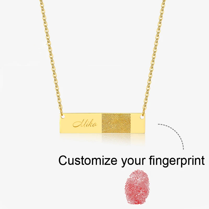 

BOEYCJR S925 9K 14K 18K PT950 Solid Gold Custom Fingerprint Name Necklace Moissanite Pendant Necklace Anniversary Gift