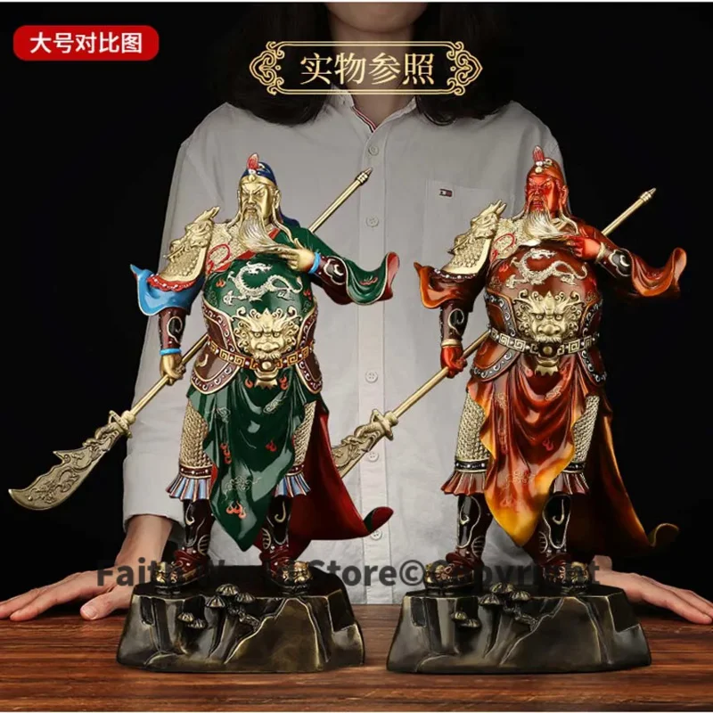 

Large Southeast Asia High grade Mammon buddha Home store company Shrine Good luck God of wealth GUAN GONG color brass TOP statue