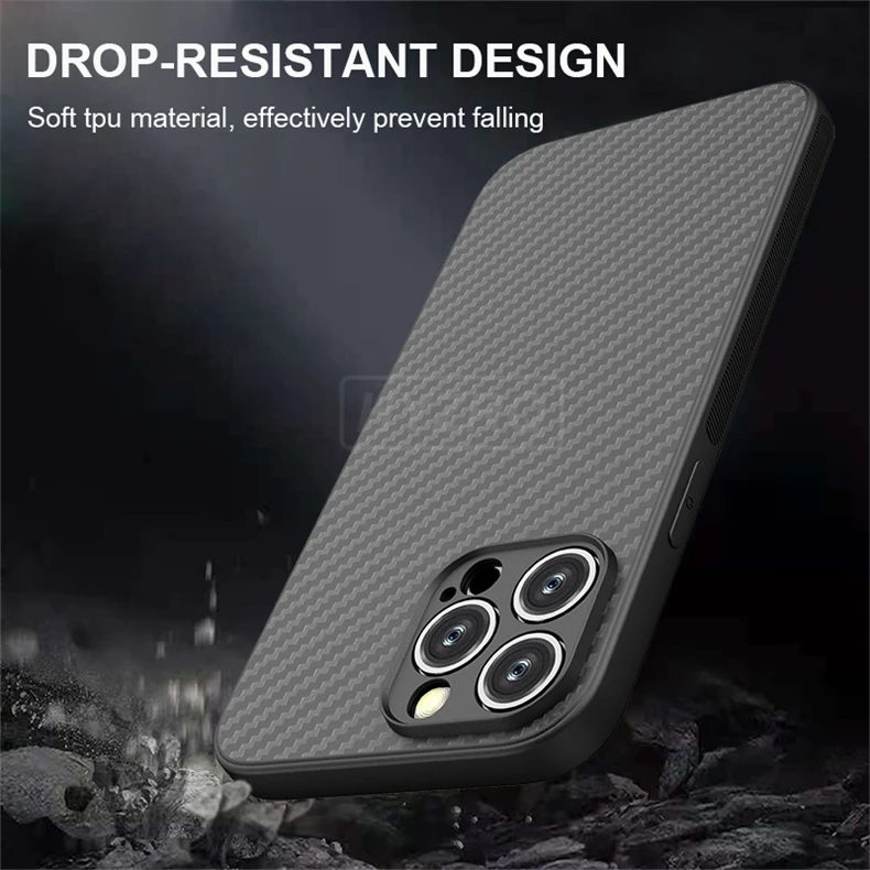 Carbon Fiber Texture Soft Silicone Case For iPhone 14 Pro Max Soft TPU Cover iPhone 14 Case - iPhone 14 Case