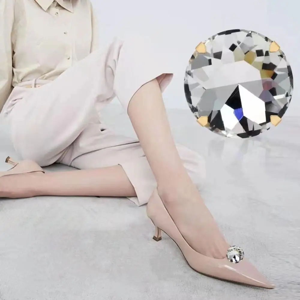 1pc Glas Kristall Schuh dekorationen Clip Clamp Hochzeit Braut abnehmbare Schuhe Charm Schnalle Strass glänzende Clips Frauen – Detail 7
